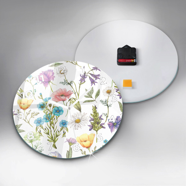Horloge ronde Composition florale