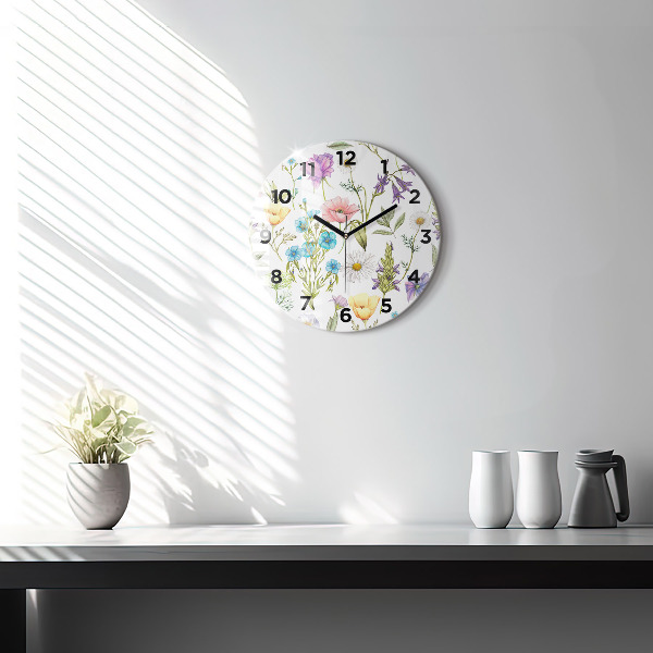 Horloge ronde Composition florale