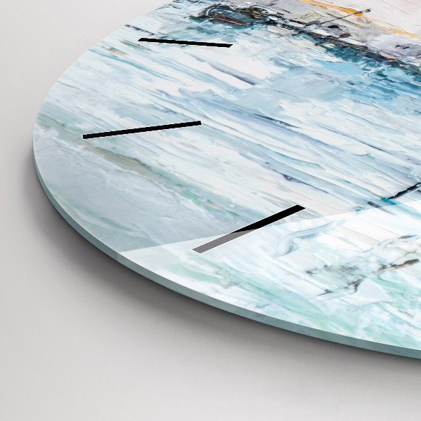Horloge ronde 'Peinture à l''huile yacht mer'