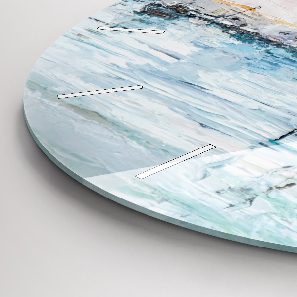 Horloge ronde 'Peinture à l''huile yacht mer'