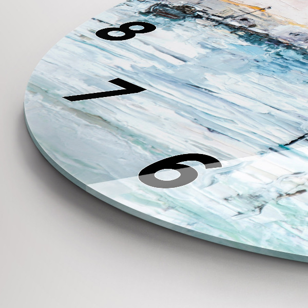 Horloge ronde 'Peinture à l''huile yacht mer'