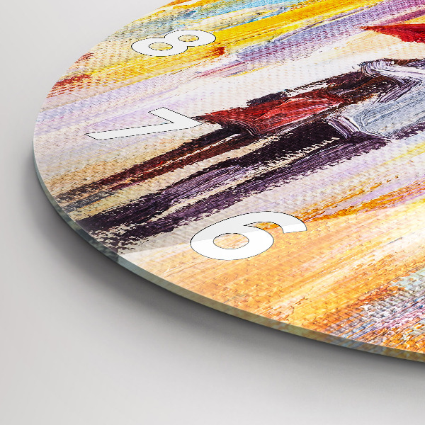 Pendule murale ronde Couple sous la pluie