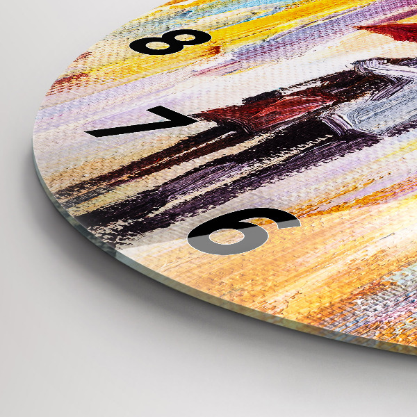 Pendule murale ronde Couple sous la pluie