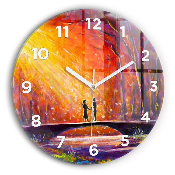 Horloge ronde Couple dans la forêt