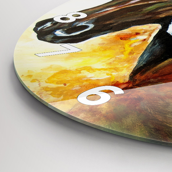 Horloge ronde Deux chevaux peints