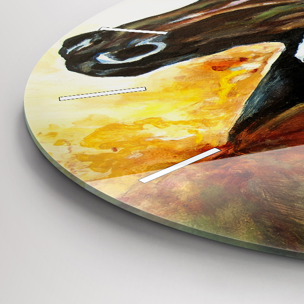 Horloge ronde Deux chevaux peints