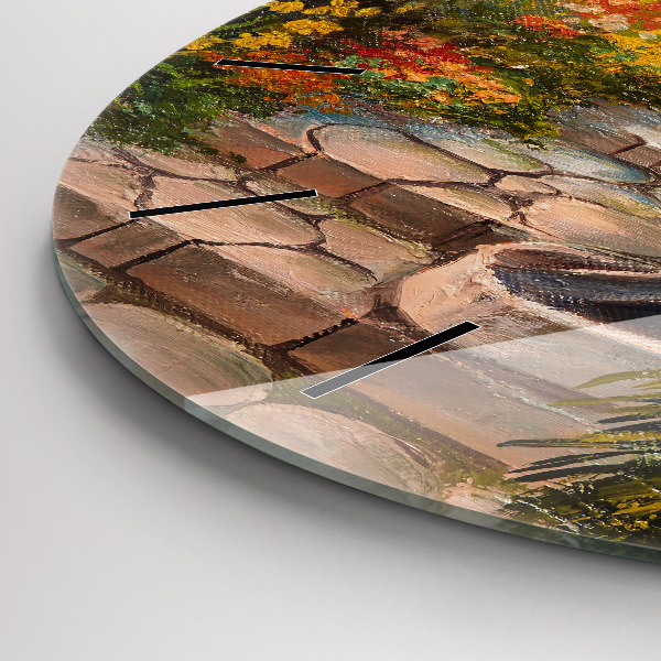 Pendule murale ronde 'Composition de l''huile dans la forêt'