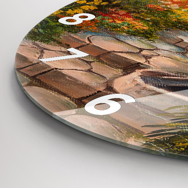 Pendule murale ronde 'Composition de l''huile dans la forêt'