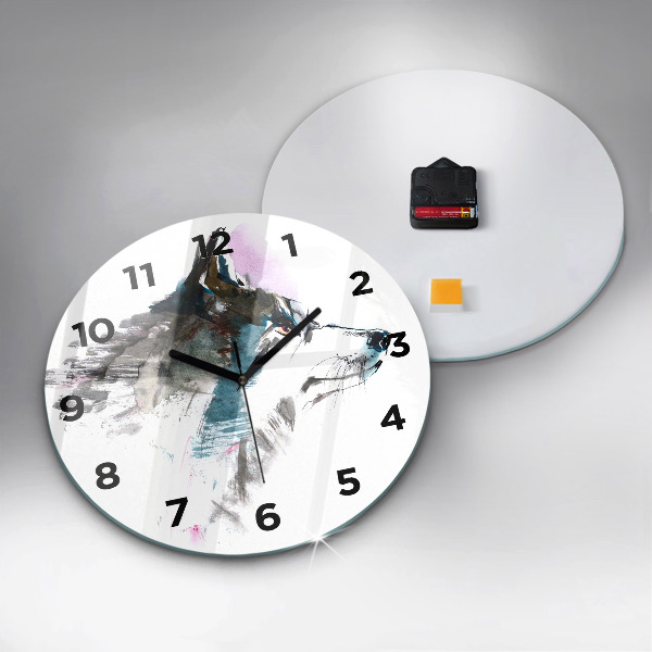 Horloge ronde Profil de loup peint