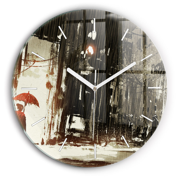 Horloge ronde Femme par une nuit pluvieuse