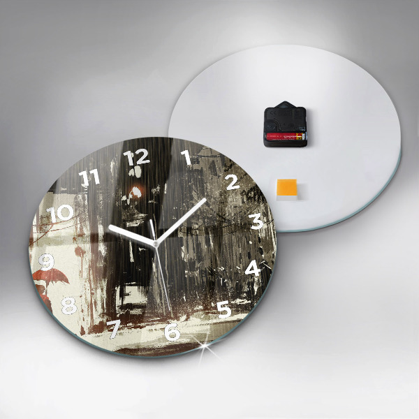 Horloge ronde Femme par une nuit pluvieuse