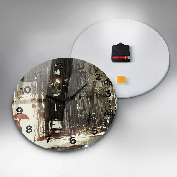 Horloge ronde Femme par une nuit pluvieuse