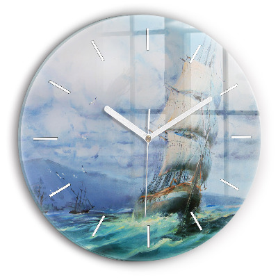 Horloge ronde 'Un bateau sur l''eau'