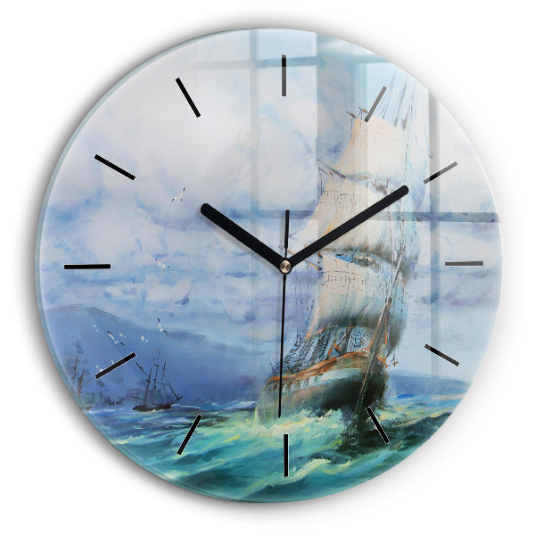 Horloge ronde 'Un bateau sur l''eau'