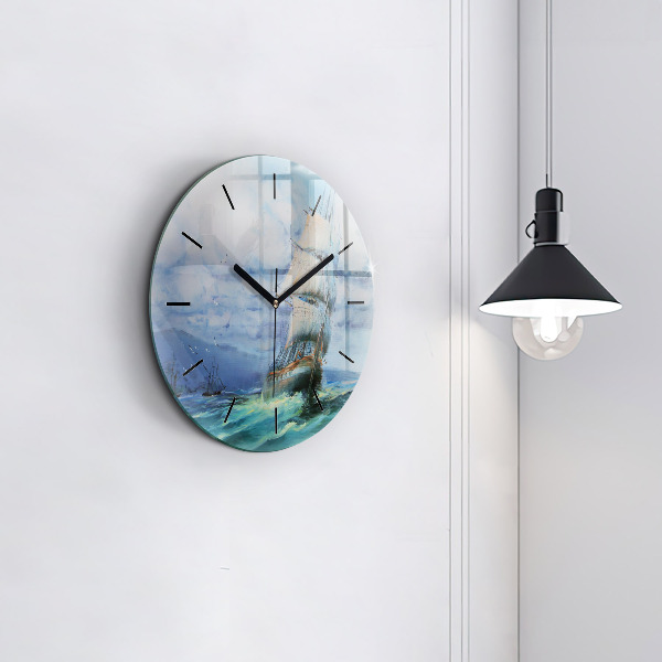 Horloge ronde 'Un bateau sur l''eau'