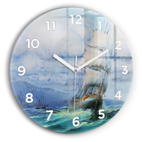 Horloge ronde 'Un bateau sur l''eau'