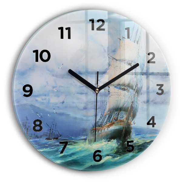 Horloge ronde 'Un bateau sur l''eau'