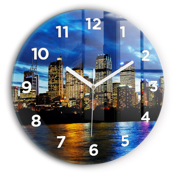 Horloge ronde Sydney le soir