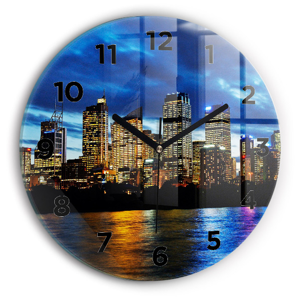 Horloge ronde Sydney le soir