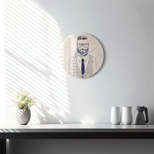 Horloge ronde Homme avec une barbe