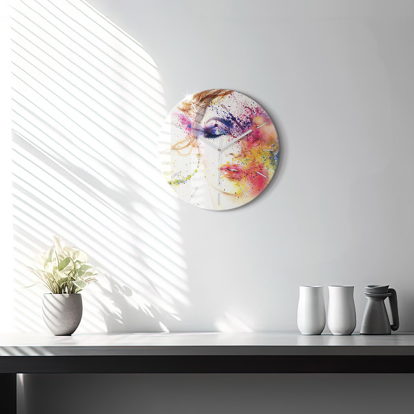 Horloge ronde 'Portrait d''une femme mystérieuse'