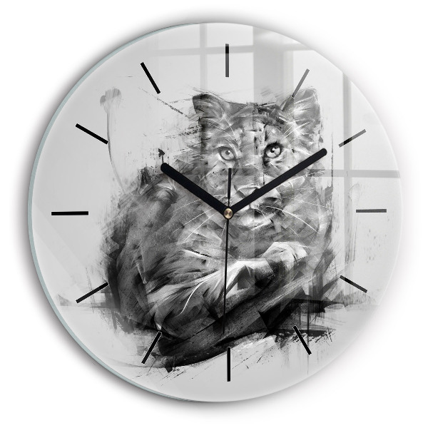 Horloge ronde Lion peint