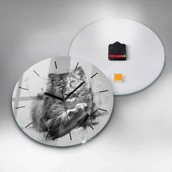 Horloge ronde Lion peint