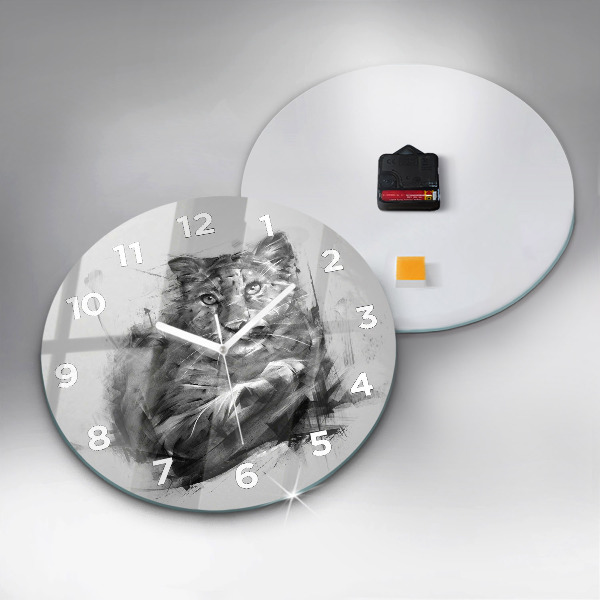 Horloge ronde Lion peint