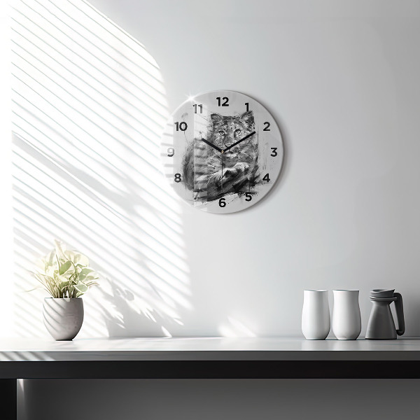 Horloge ronde Lion peint