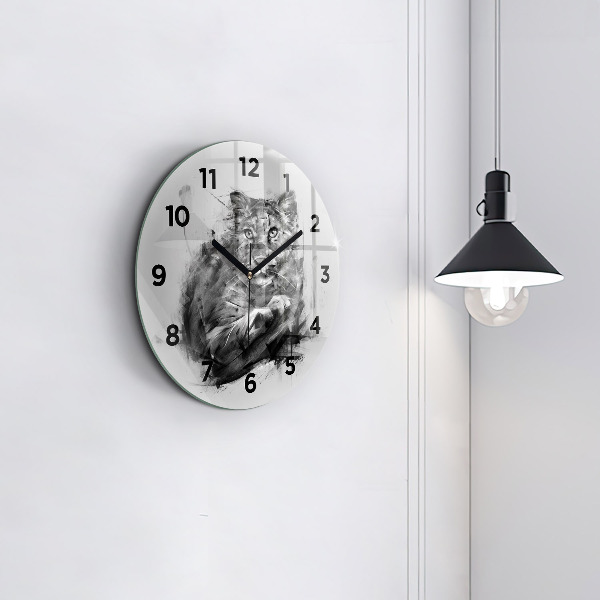 Horloge ronde Lion peint