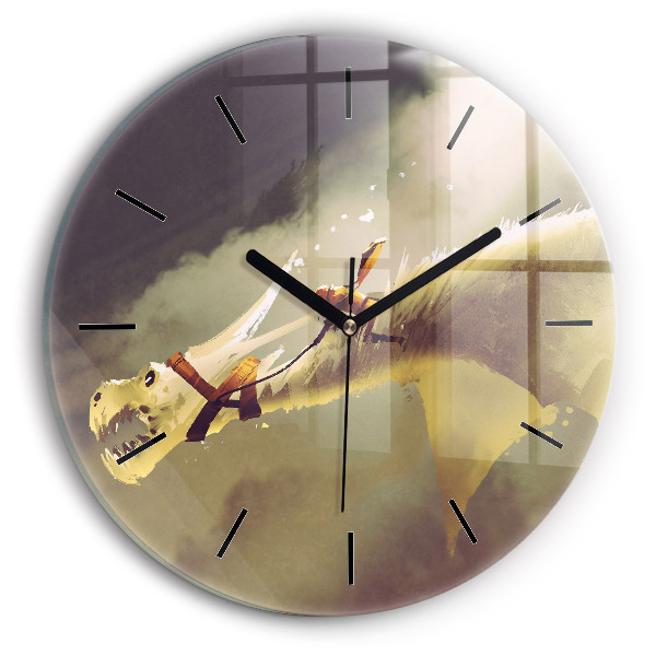 Horloge ronde Illustration de cavalier de dragon