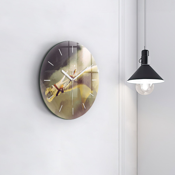 Horloge ronde Illustration de cavalier de dragon