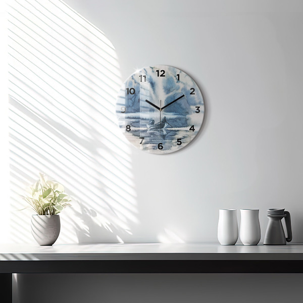 Horloge ronde 'Lac d''hiver de Łódka'