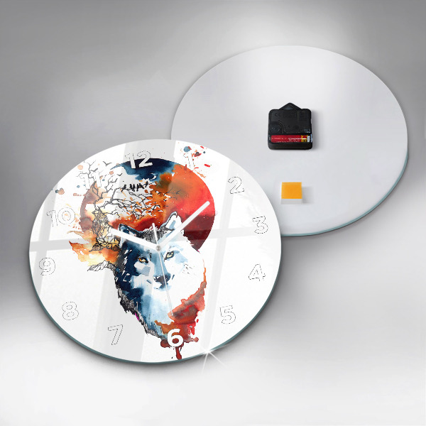 Horloge ronde Le loup et la pleine lune