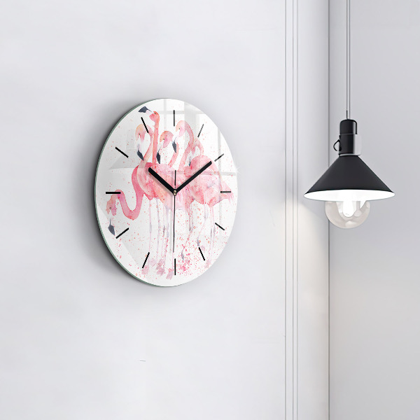Horloge ronde Un bouquet de flamants roses