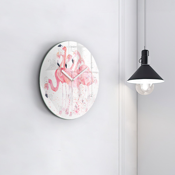 Horloge ronde Un bouquet de flamants roses