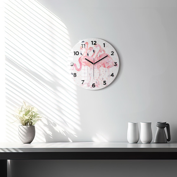 Horloge ronde Un bouquet de flamants roses
