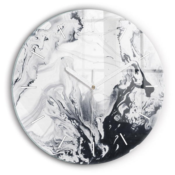 Horloge ronde 'Marbre à l''encre abstrait'