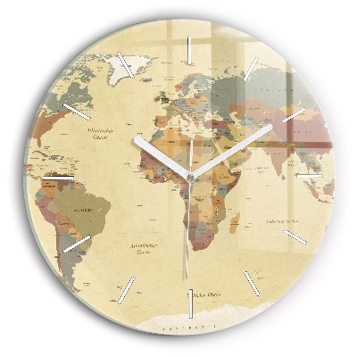 Horloge ronde Carte du monde vintage