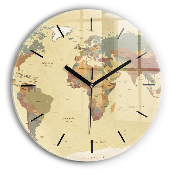 Horloge ronde Carte du monde vintage