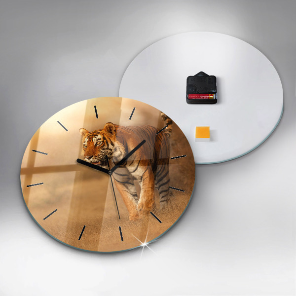 Horloge ronde Chasse au tigre