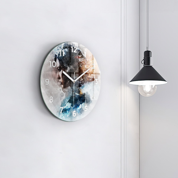 Horloge ronde Visages abstraits