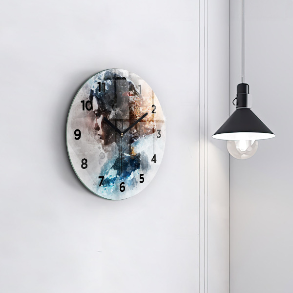 Horloge ronde Visages abstraits