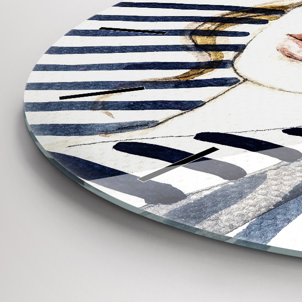 Horloge ronde Visage avec lunettes et chapeau