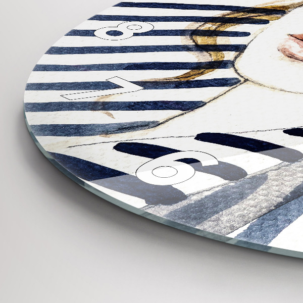 Horloge ronde Visage avec lunettes et chapeau