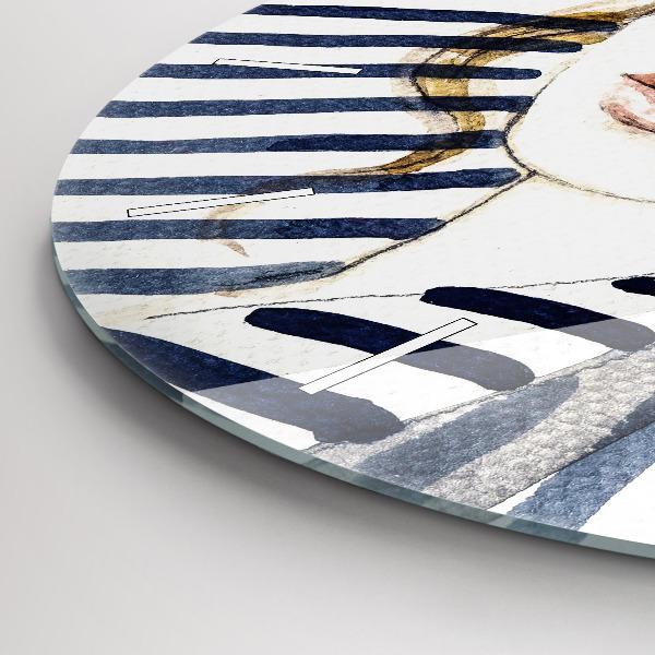 Horloge ronde Visage avec lunettes et chapeau