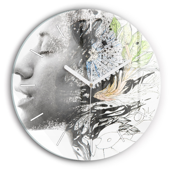 Horloge ronde Visage de femme abstrait