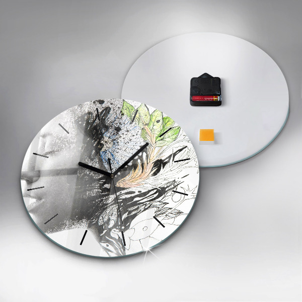 Horloge ronde Visage de femme abstrait