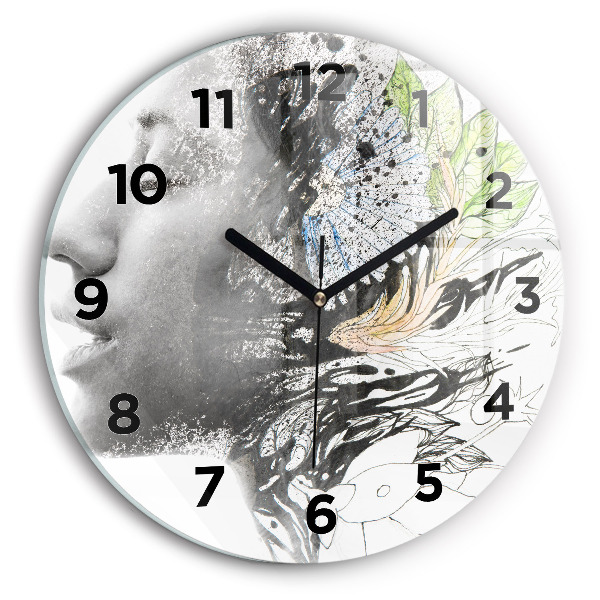Horloge ronde Visage de femme abstrait