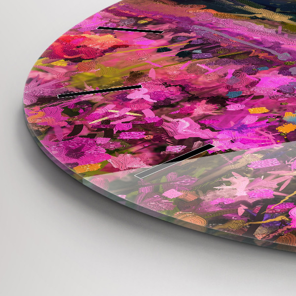 Pendule murale ronde Prairie au coucher du soleil